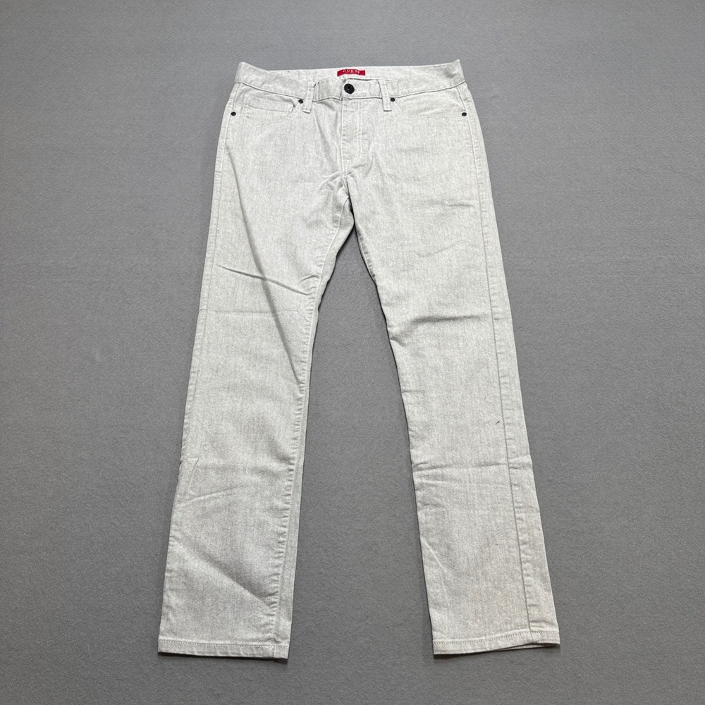 Guess Los Angeles Jeans Men's 34x32 Light Gray Denim Straight Leg Mid Rise Patch